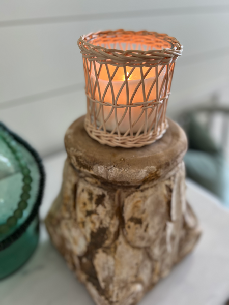 carved wood pillar base
