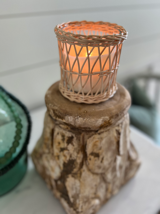 carved wood pillar base