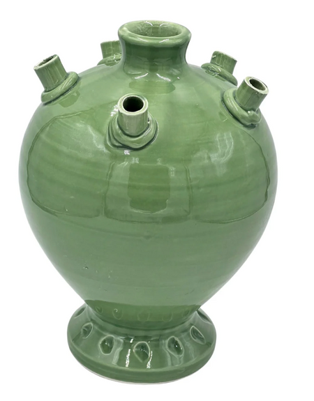 green tulipiere vase