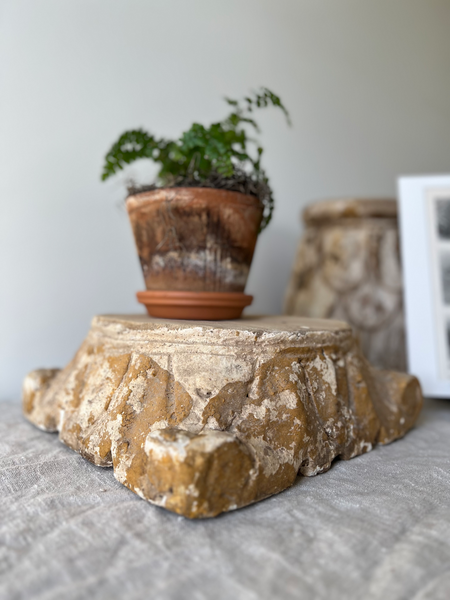 carved wood pillar base