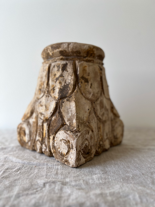 carved wood pillar base
