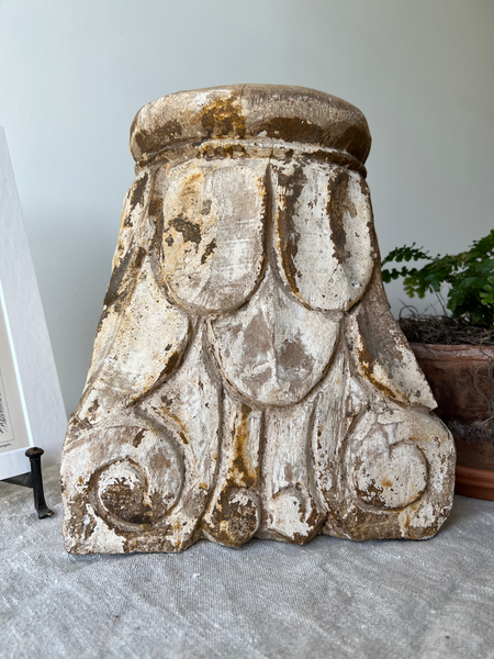carved wood pillar base